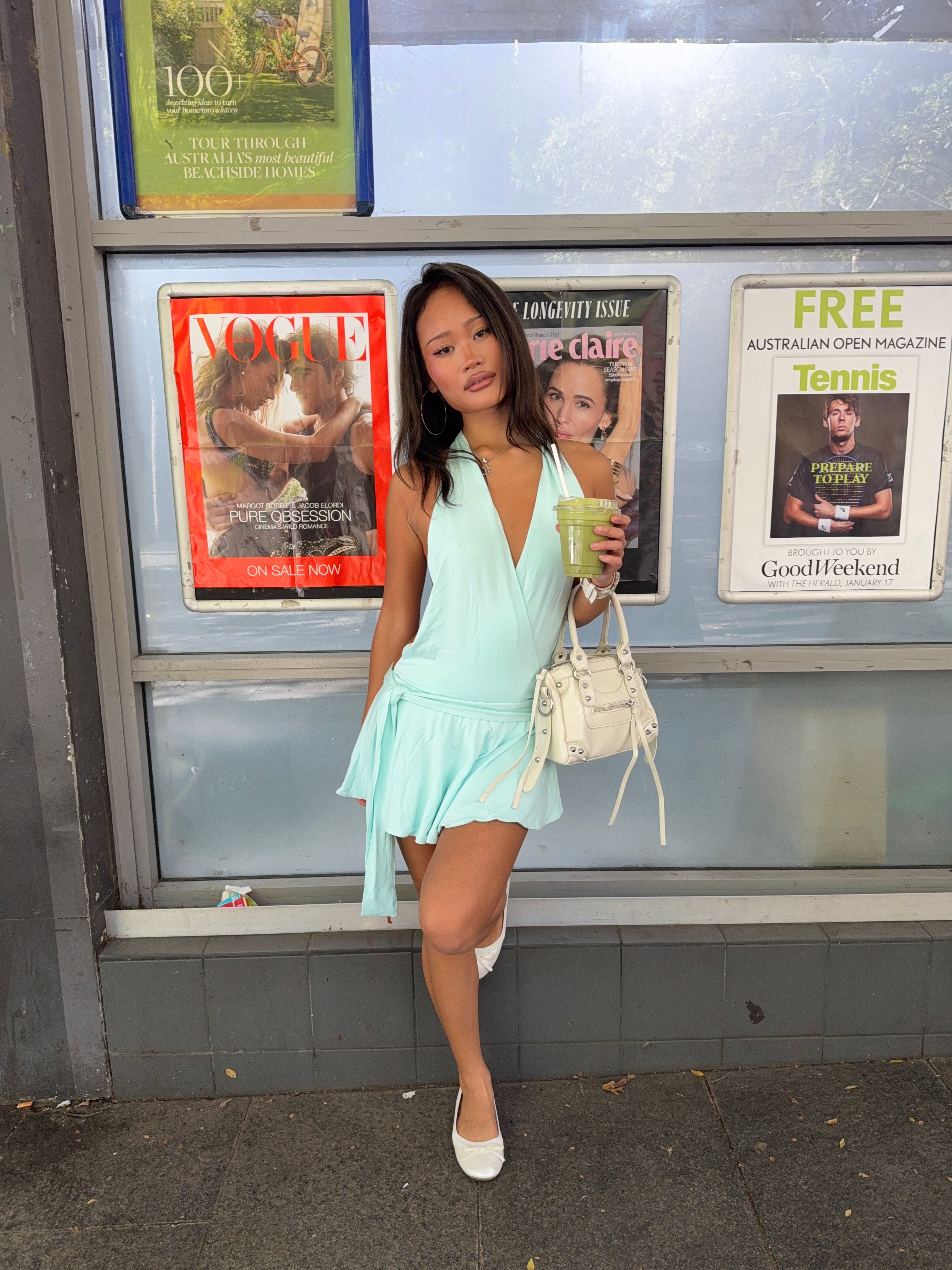 Pre- order Mint halter mini dress