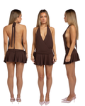 Brown halter mini dress
