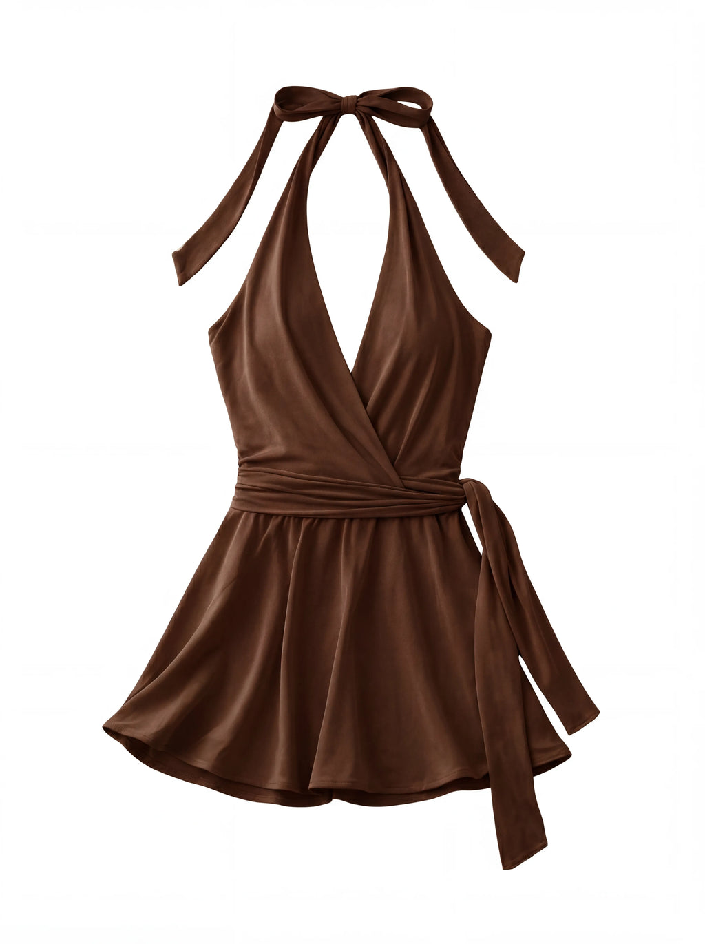 Brown halter mini dress