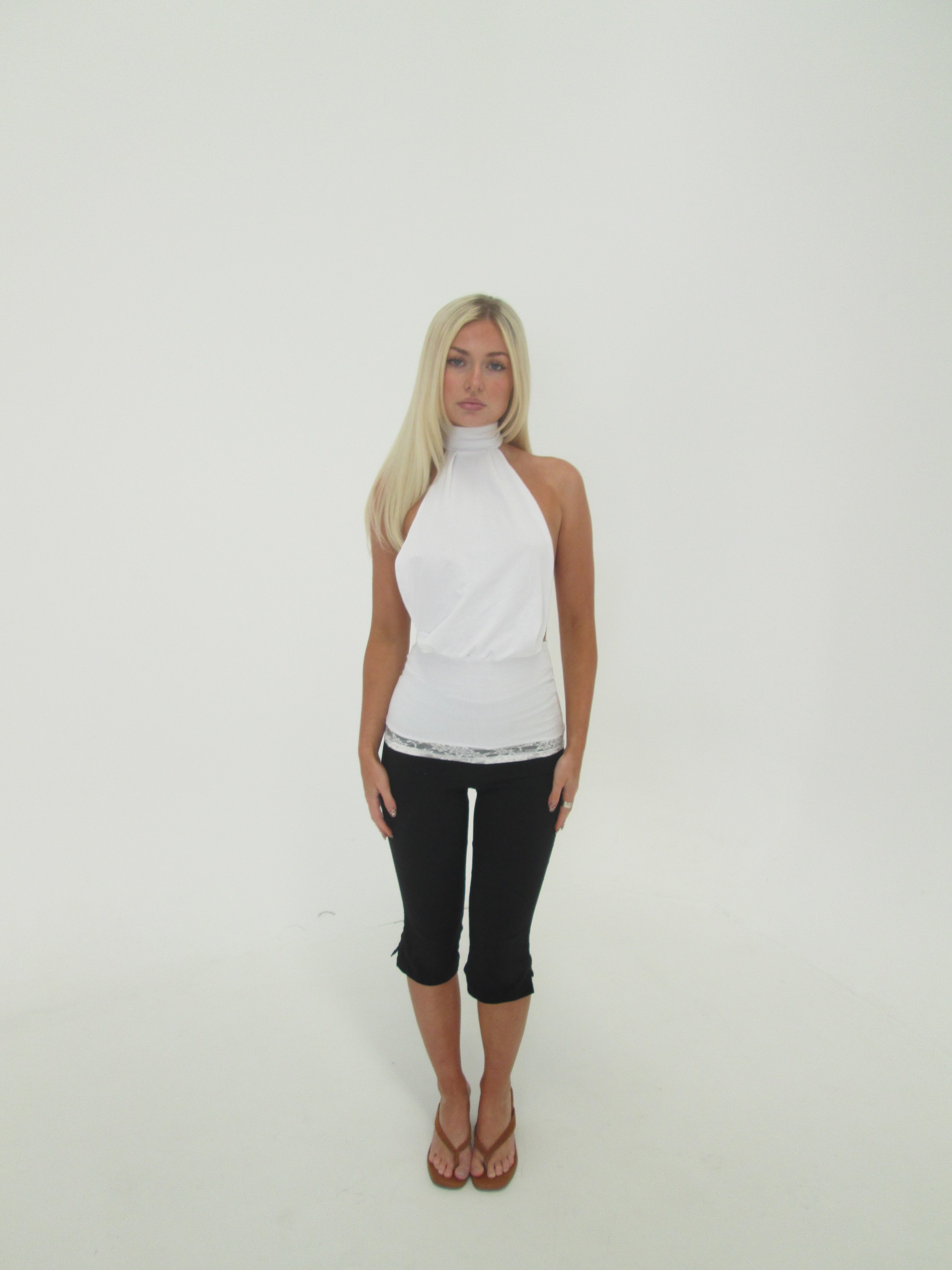 White lace halter top