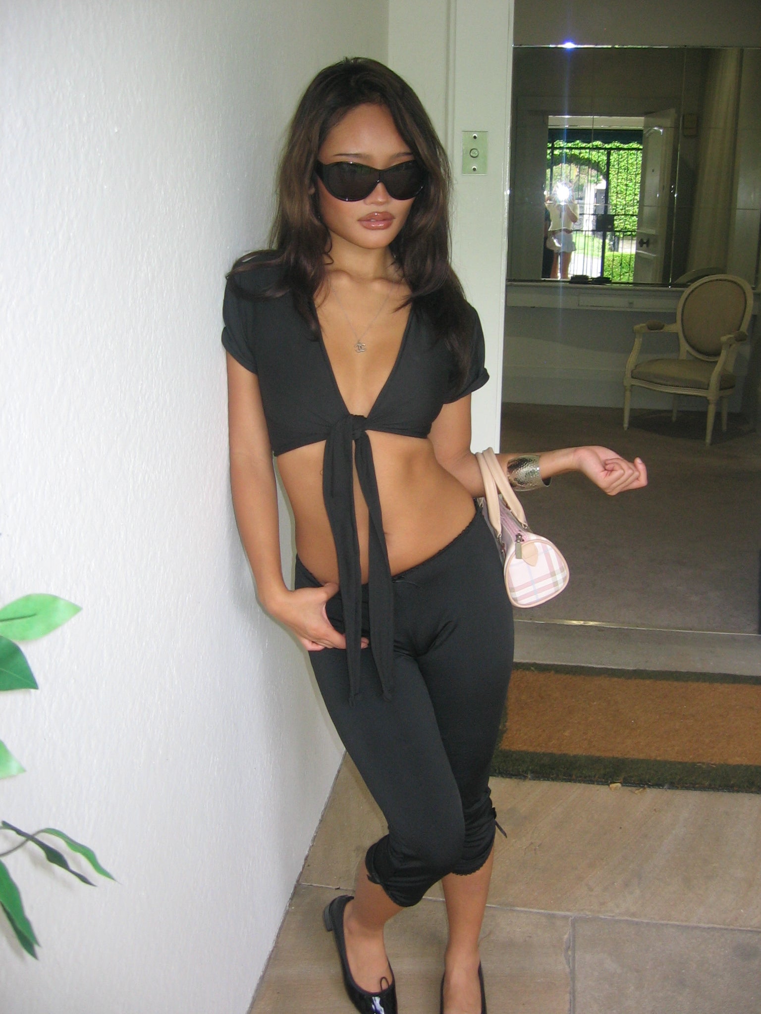 Porcia black wrap top